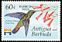Hispaniolan Mango Anthracothorax dominicus  1993 Overprint BARBUDA MAIL on Antigua & B 1992.01 