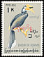 Oriental Pied Hornbill Anthracoceros albirostris  1966 Overprint with Burmese letters size 15 mm on 1964.01 